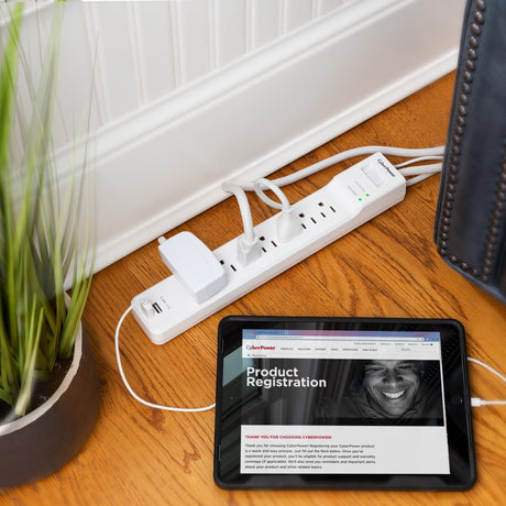 CyberPower Essential 7-Outlet Surge Protector, White