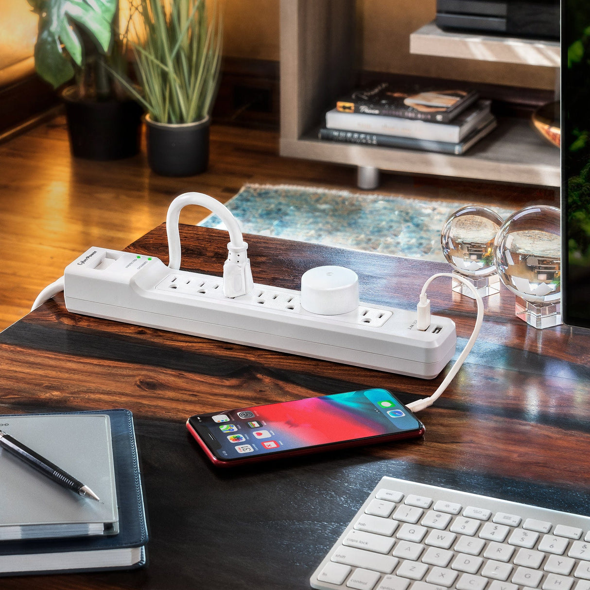 CyberPower Essential 7-Outlet Surge Protector, White