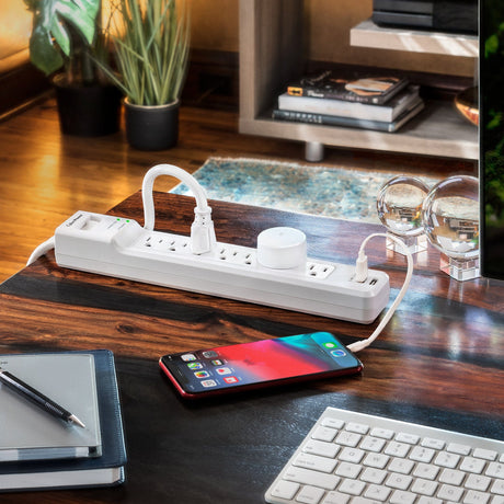 CyberPower Essential 7-Outlet Surge Protector, White