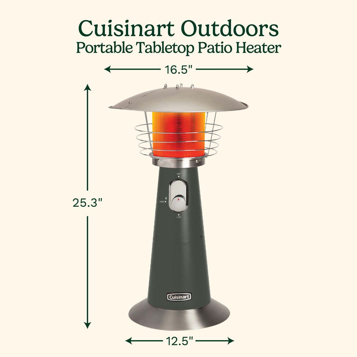 Cuisinart Portable Tabletop Patio Heater, Dark Gray