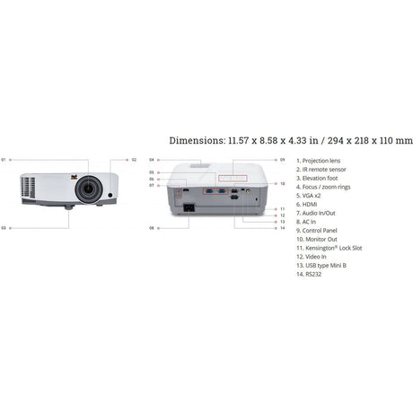 ViewSonic 3600 Lumens WXGA DLP HDMI Projector - Certified Refurbished