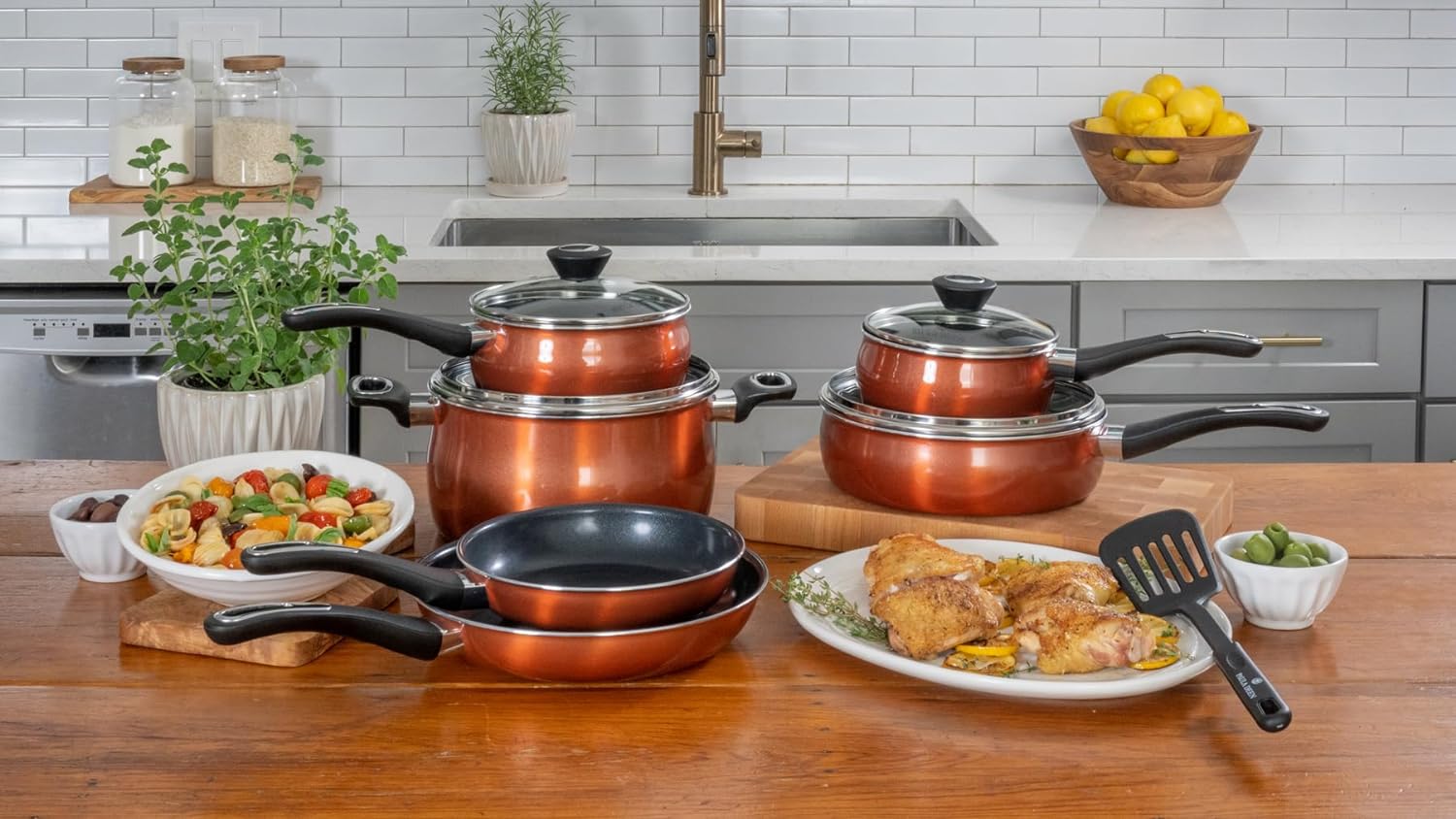 Paula Deen 12 Piece Cookware Set Copper