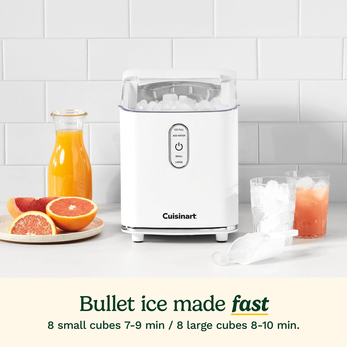 Cuisinart Compact Bullet Ice Cube Maker, White