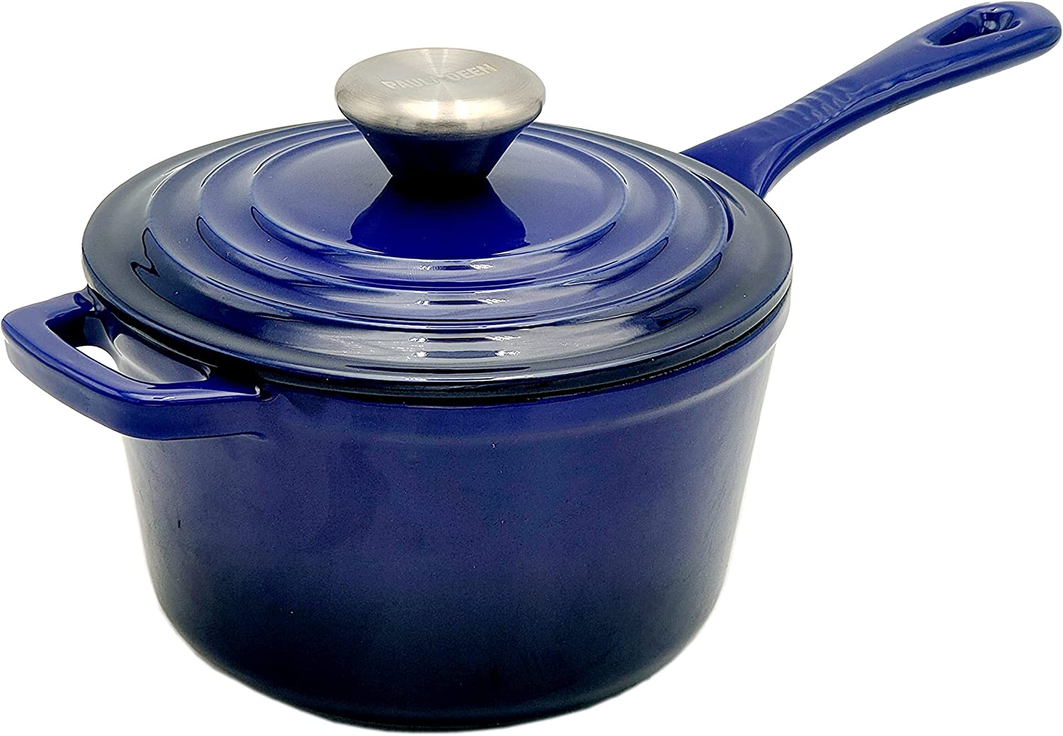 Paula Deen 5 Piece Stackable Nonstick Cast Iron Set Blue Sapphire