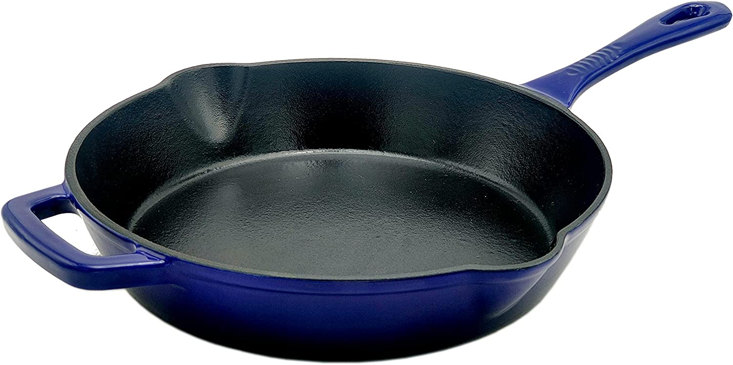 Paula Deen 5 Piece Stackable Nonstick Cast Iron Set Blue Sapphire