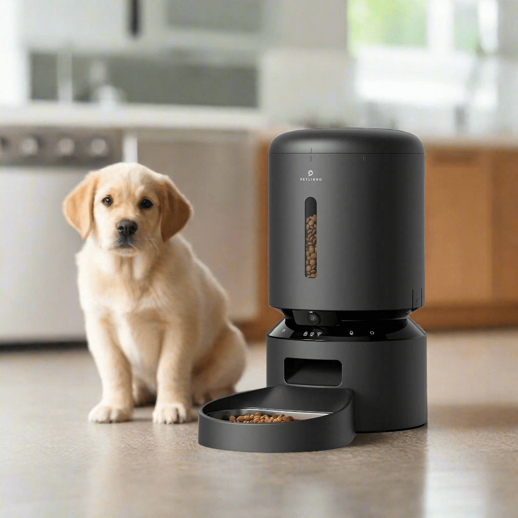 Petlibro Automatic Single Tray Smart Pet Feeder with Video Camera, Night Vision, Motion & Sound Alerts, Black - Certified Refurbished