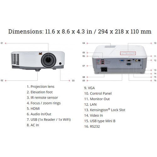 ViewSonic PG603X 3600 Lumens XGA Networkable Home and Office Projector