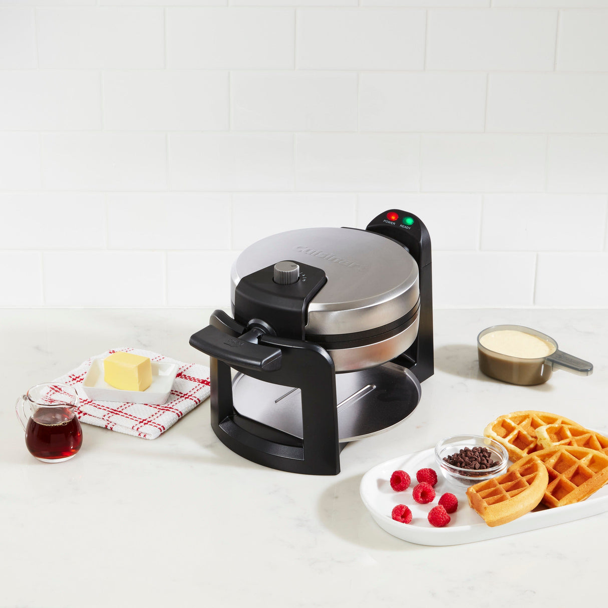Cuisinart Round Flip Belgian Waffle Maker, Black