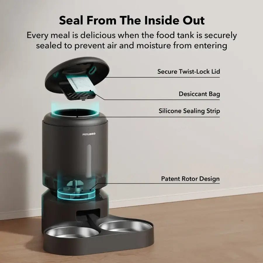 PETLIBRO Granary 5L Automatic Pet Feeder, WiFi Control, Double Tray, White - Certified Refurbished