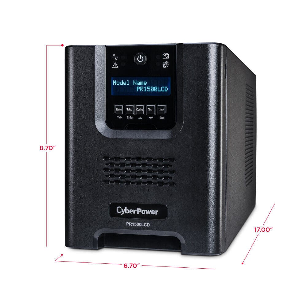 CyberPower PR1500LCD Smart App Sinewave UPS System, 1500VA/1500W, 8 Outlets, AVR, Mini-Tower, Black - Certified Refurbished
