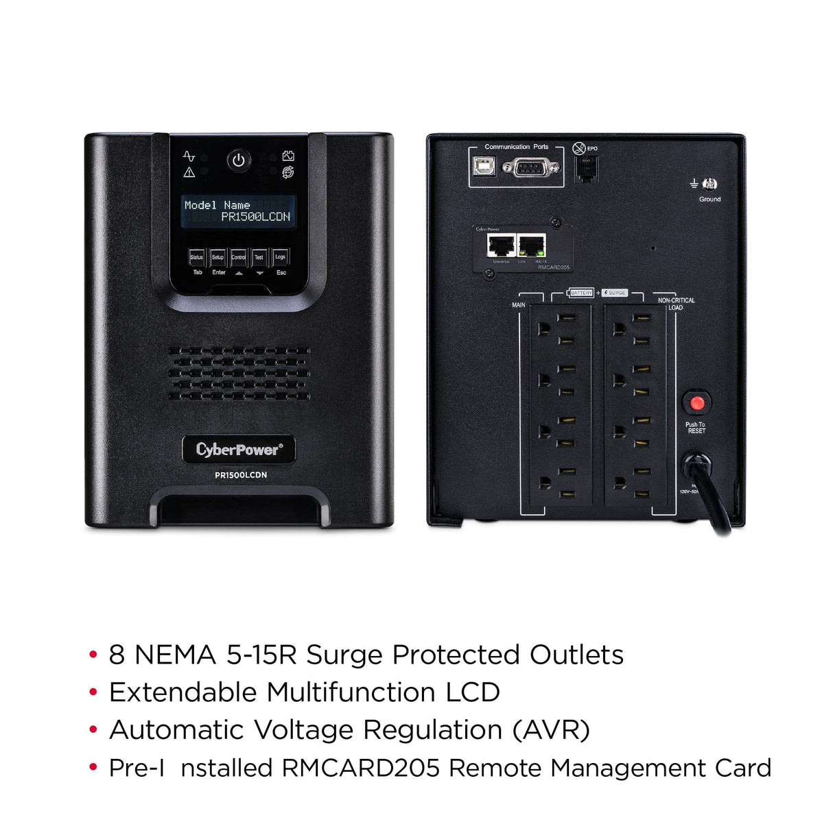 CyberPower Smart App Sinewave UPS System, 1500VA/1500W, 8 Outlets, AVR, Mini-Tower with Network Card - Certified Refurbished