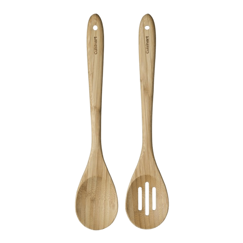 Cuisinart Bamboo wood 2pc Spoon Set (Solid and Slotted), Wood