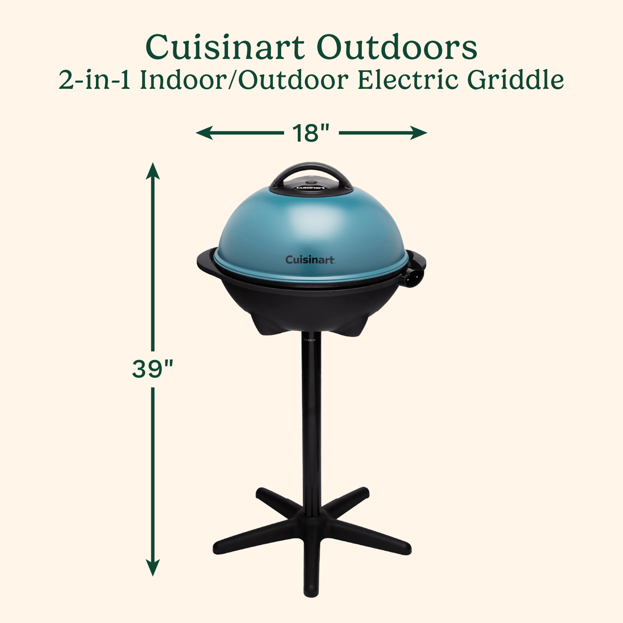 Cuisinart Portable 2-in-1 Indoor/Outdoor Electric Griddle, Blue