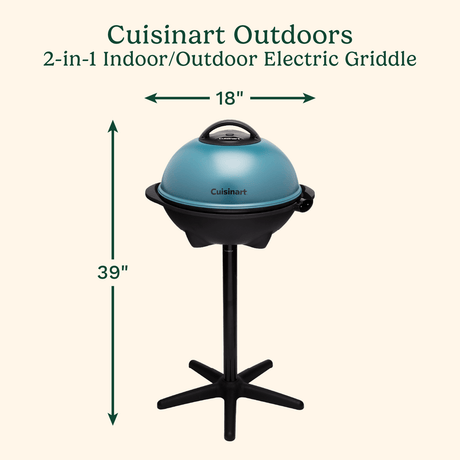 Cuisinart Portable 2-in-1 Indoor/Outdoor Electric Griddle, Blue