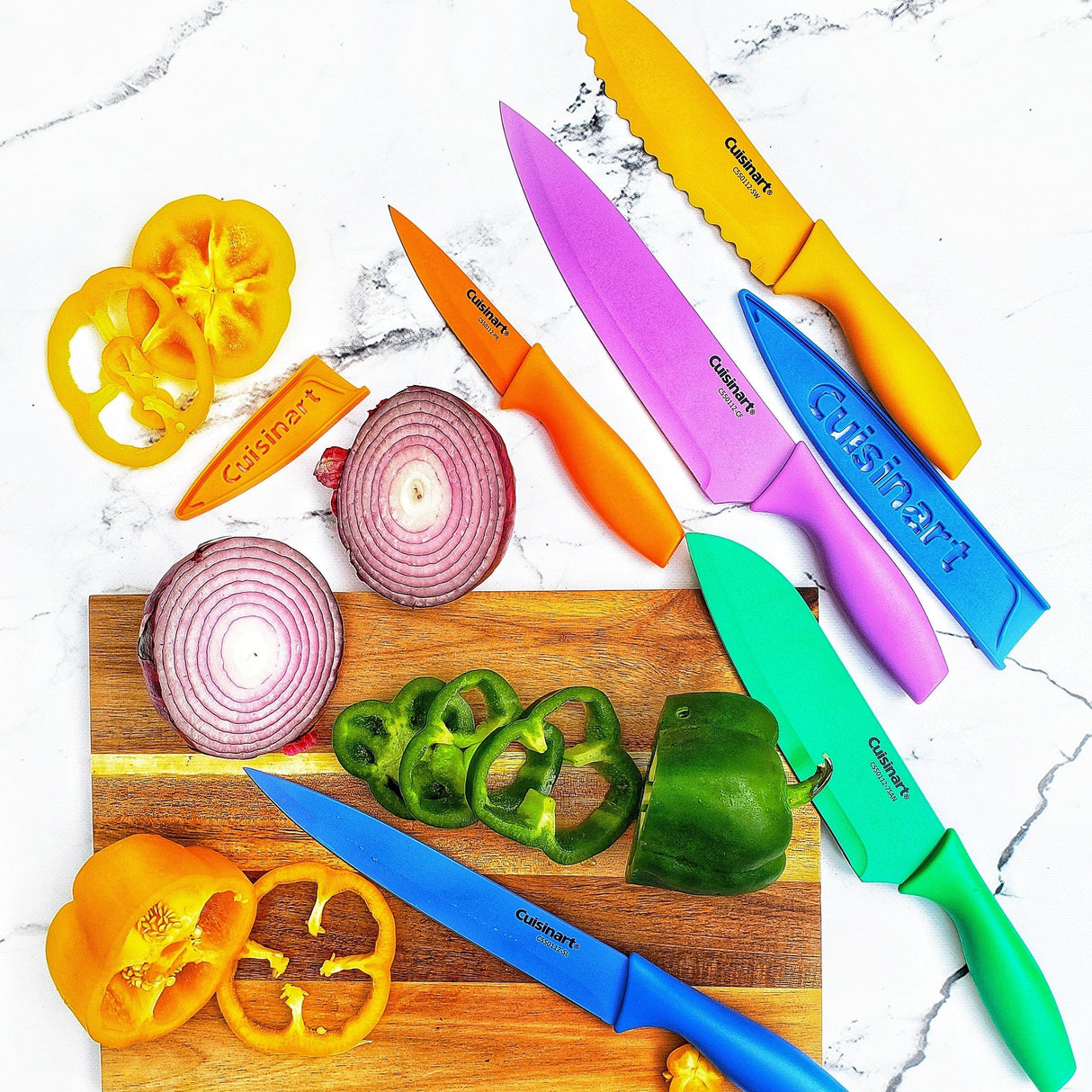 Cuisinart 12 Piece Nonstick Color Knife Set with Blade Guards, Multicolor