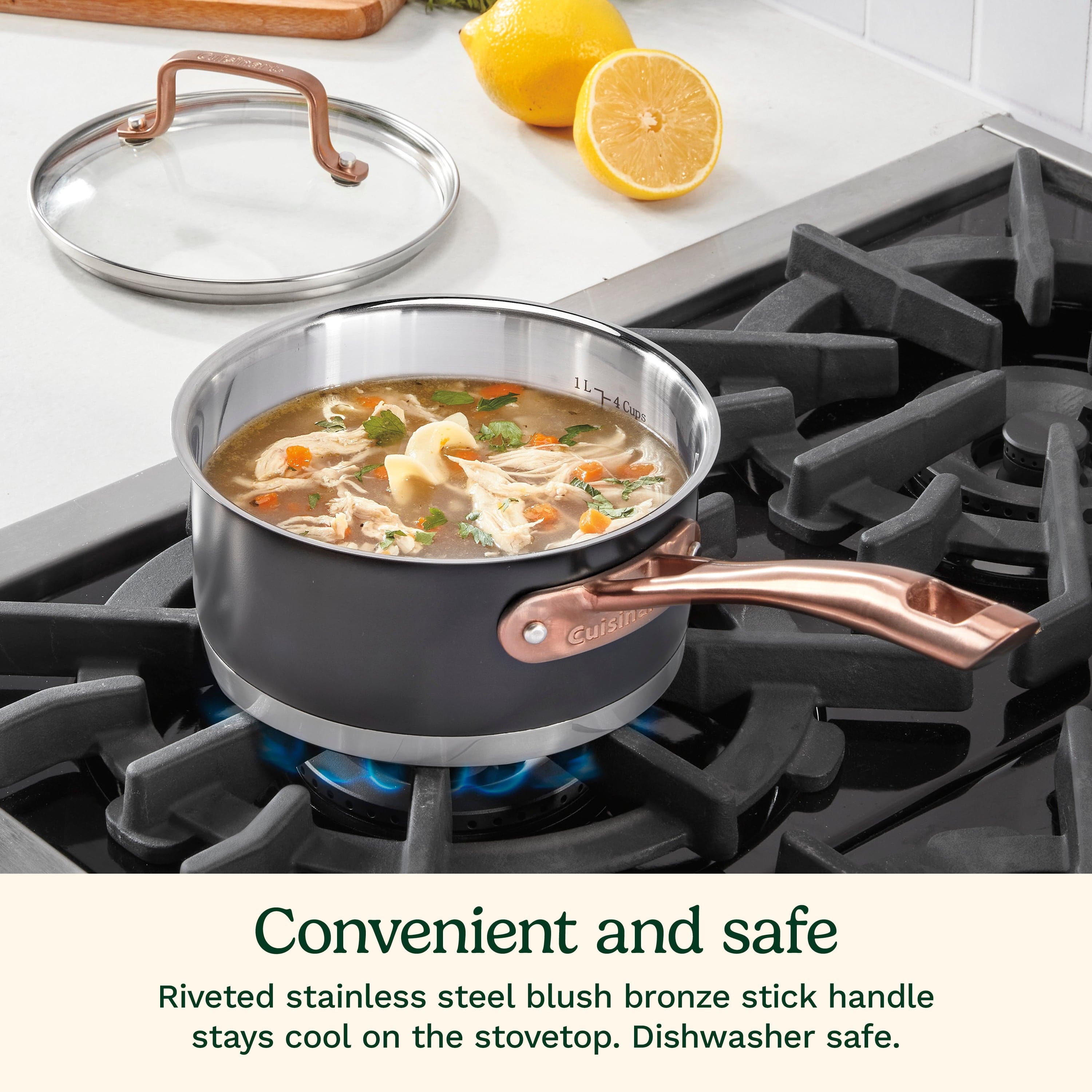 Cuisinart Matte Black Elegance 1.5qt Saucepan with Cover, Black