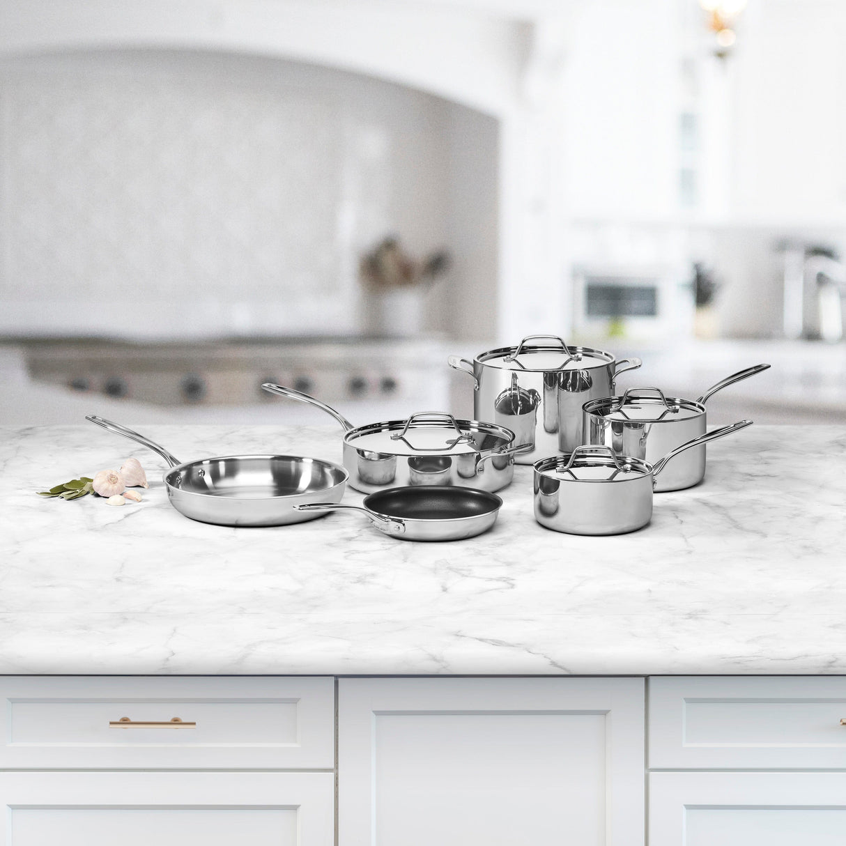 Cuisinart Custom-Clad 5-Ply Stainless Steel 10 Piece Cookware Set, Silver