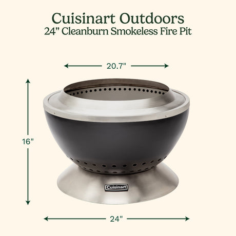 Cuisinart 24” Cleanburn Smokeless Fire Pit, Black