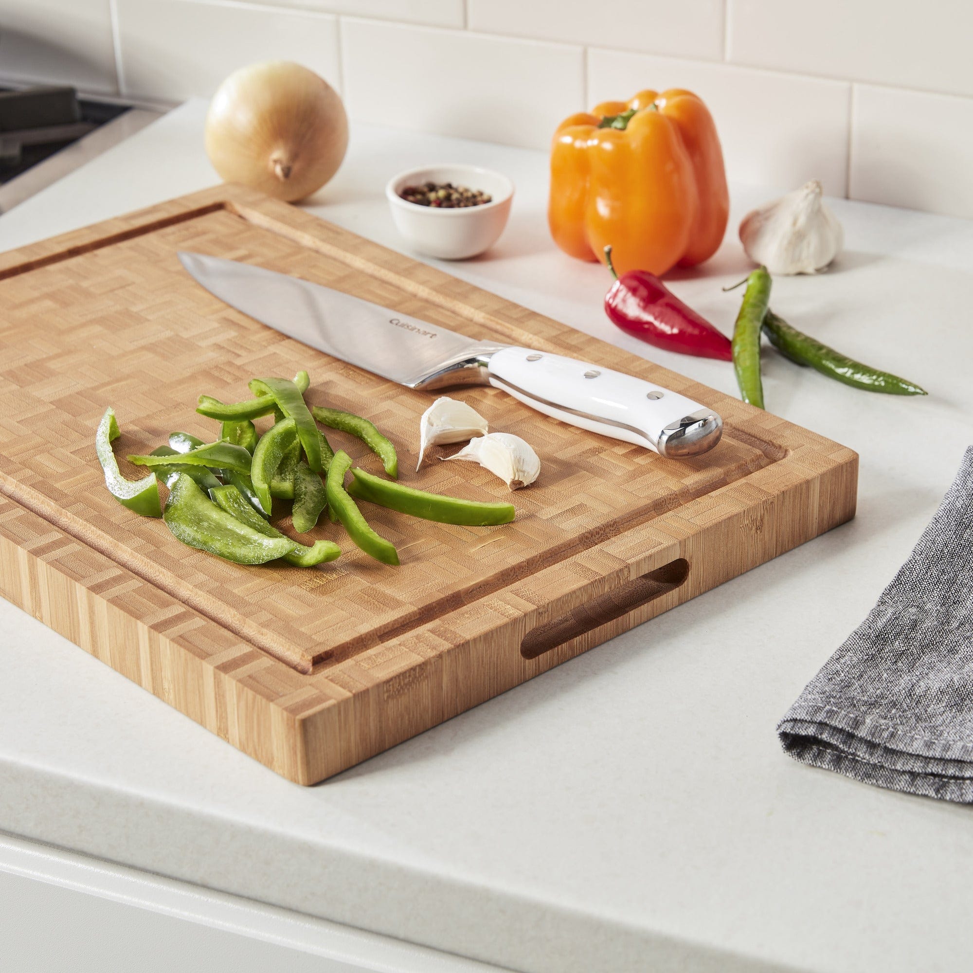 Cuisinart 17" Reversible End Grain Bamboo Cutting Board, Wood