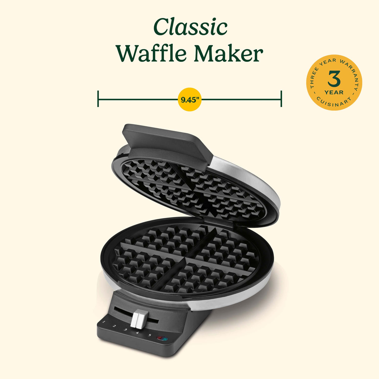 Cuisinart Round Classic Waffle Maker, Black