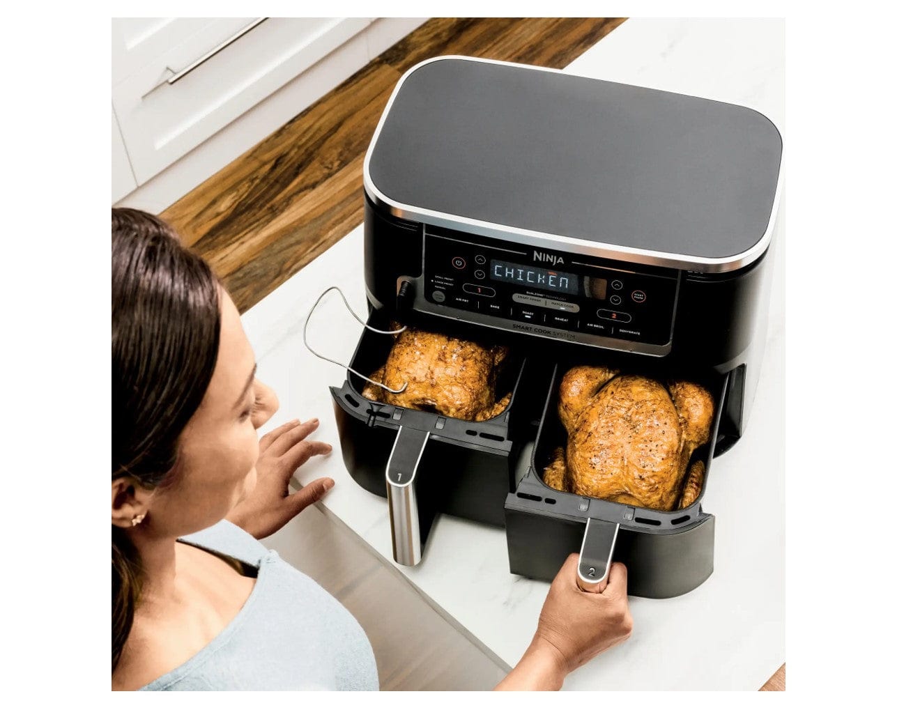 Ninja Foodi 6-in-1 10-qt. XL 2-Basket Air Fryer with DualZone Technology, Black - Certified Refurbished