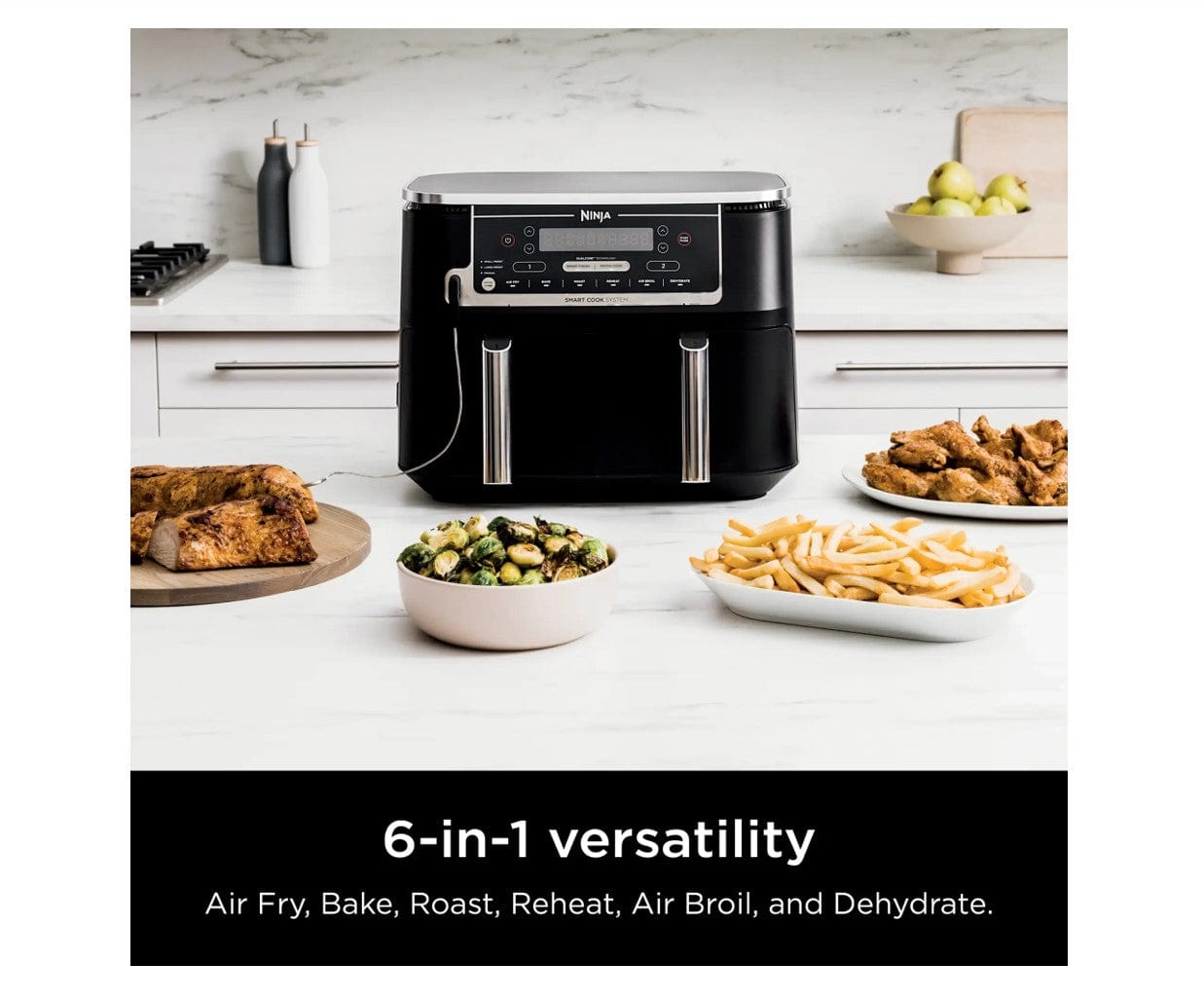 Ninja Foodi 6-in-1 10-qt. XL 2-Basket Air Fryer with DualZone Technology, Black - Certified Refurbished