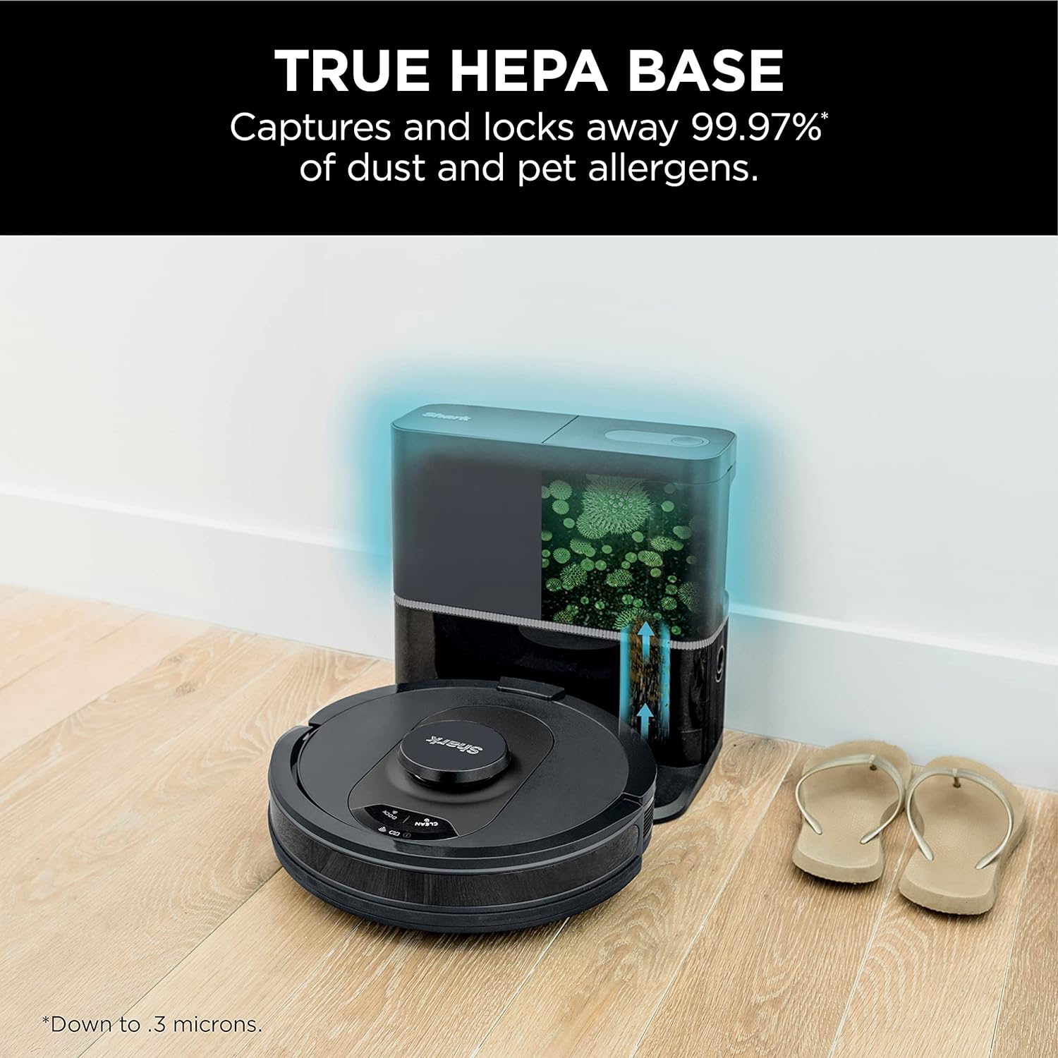 Shark HEPA Self-Empty Base, Bagless, 30-Day Capacity LIDAR Navigation Perfect for Pet Hair AI Robot Vacuum, Black - Certified Refurbished