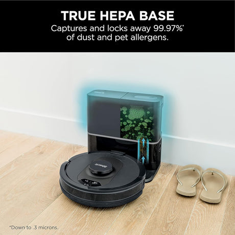 Shark AI ULTRA Robot Vacuum, Self-Empty Base, HEPA, Bagless, 30-Day Capacity LIDAR Navigation for Pet Hair, Smart Control, Black - Certified Refurbished