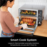 Ninja 12-in-1 Smart FlexDoor, Thermometer, Rapid Top Convection and Air Fry Bottom Double Oven, Toaster Oven, Stainless Steel - Open Box