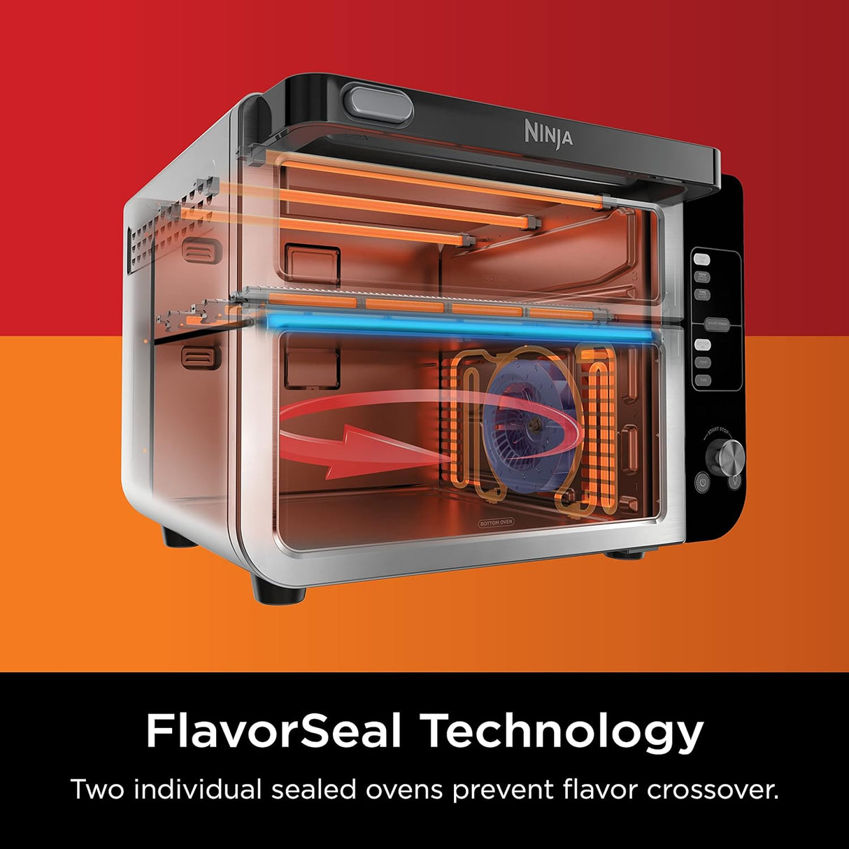 Ninja 12-in-1 Smart FlexDoor, Thermometer, Rapid Top Convection and Air Fry Bottom Double Oven, Toaster Oven, Stainless Steel - Open Box