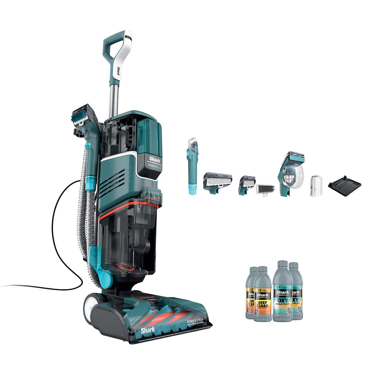 Shark R-EX205 CarpetXpert Upright Vacuum for Carpet, Rugs & Upholstery with StainStriker, Spot & Stain Cleaner, Teal - Certified Refurbished