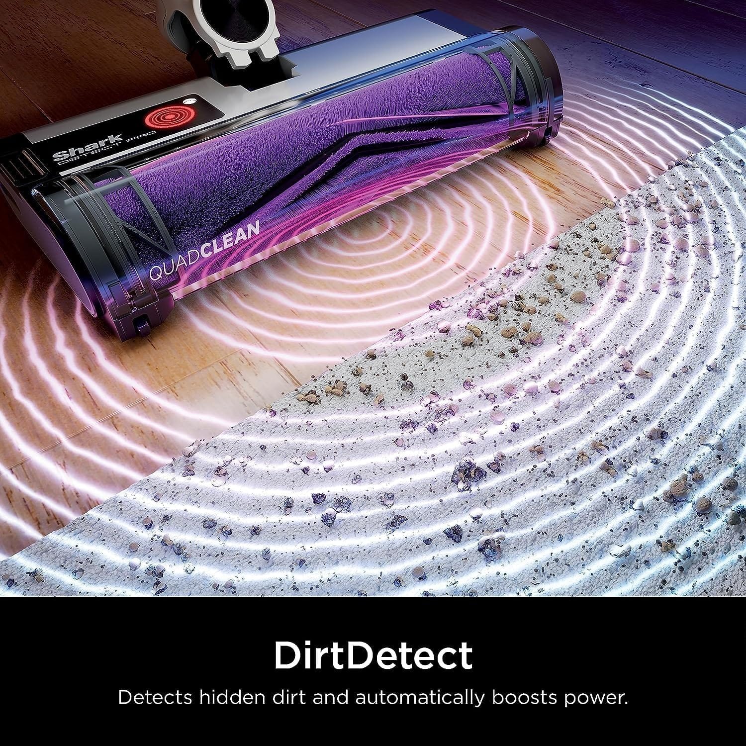 Shark Detect Pro Cordless HEPA QuadClean Multi-Surface Stick Vacuum, 40-Minute Runtime, 8" Crevice Tool, Grey/Blue - Open Box