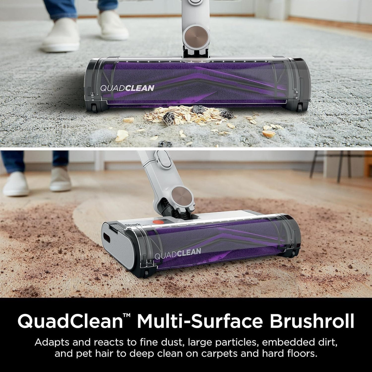 Shark Detect Pro Cordless Stick QuadClean Multi-Surface Brushroll, Lightweight Vacuum, Dark Grey/Tea Green - Certified Refurbished