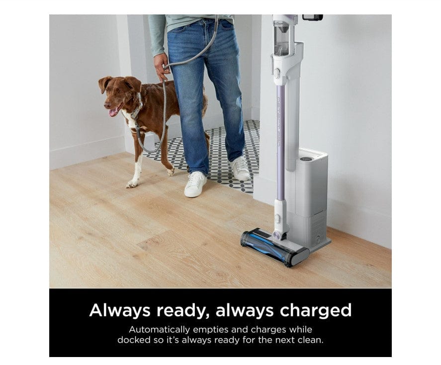 Shark Cordless Vacuum Detect Pro Auto-Empty System with PowerFins Brushroll, Stick/Handheld (2-in-1), White/Ash Purple - Open Box