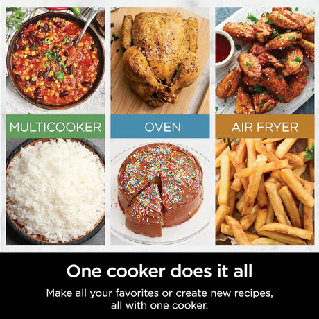 Ninja 14-in-1 Multicooker, Toaster Oven & Air Fryer, 15-Min Meals, 3 Accessories, Grey - Certified Refurbished
