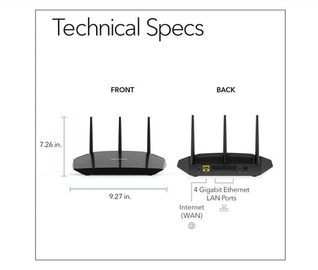 Netgear RAX36 Nighthawk AX3000 4-Stream AX4 Up to 3 Gbps Speed, WiFi 6 Router - Certified Refurbished