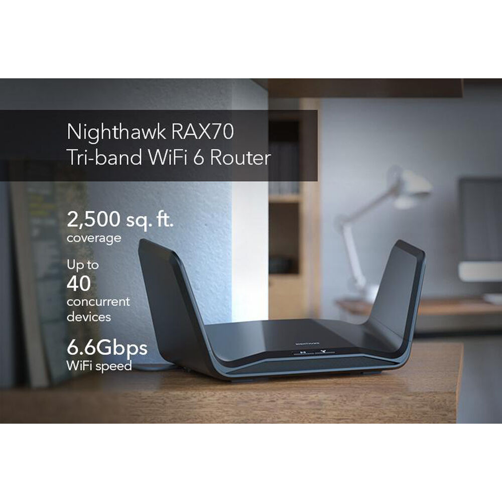 Netgear RAX70-100NAR Nighthawk AX6600 Tri-Band WIFI 6 Router - Certified Refurbished