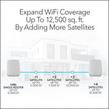 Netgear RBK763 Orbi AX5400 Tri-band WiFi 6 Mesh System, 5.4Gbps, 1 Router + 2 Satellites - Certified Refurbished
