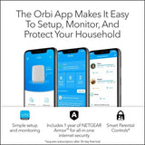 Netgear RBK763 Orbi AX5400 Tri-band WiFi 6 Mesh System, 5.4Gbps, 1 Router + 2 Satellites - Certified Refurbished