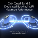 Netgear RBKE963 Orbi 960 Series AXE11000 Quad-Band Mesh Wi-Fi 6E System 3-pack White - Certified Refurbished