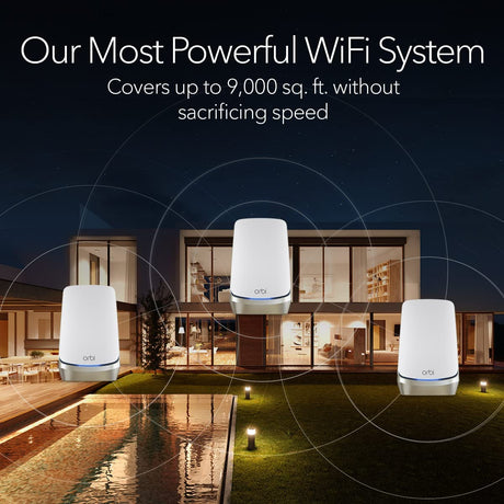 Netgear RBKE963 Orbi 960 Series AXE11000 Quad-Band Mesh Wi-Fi 6E System 3-pack White - Certified Refurbished