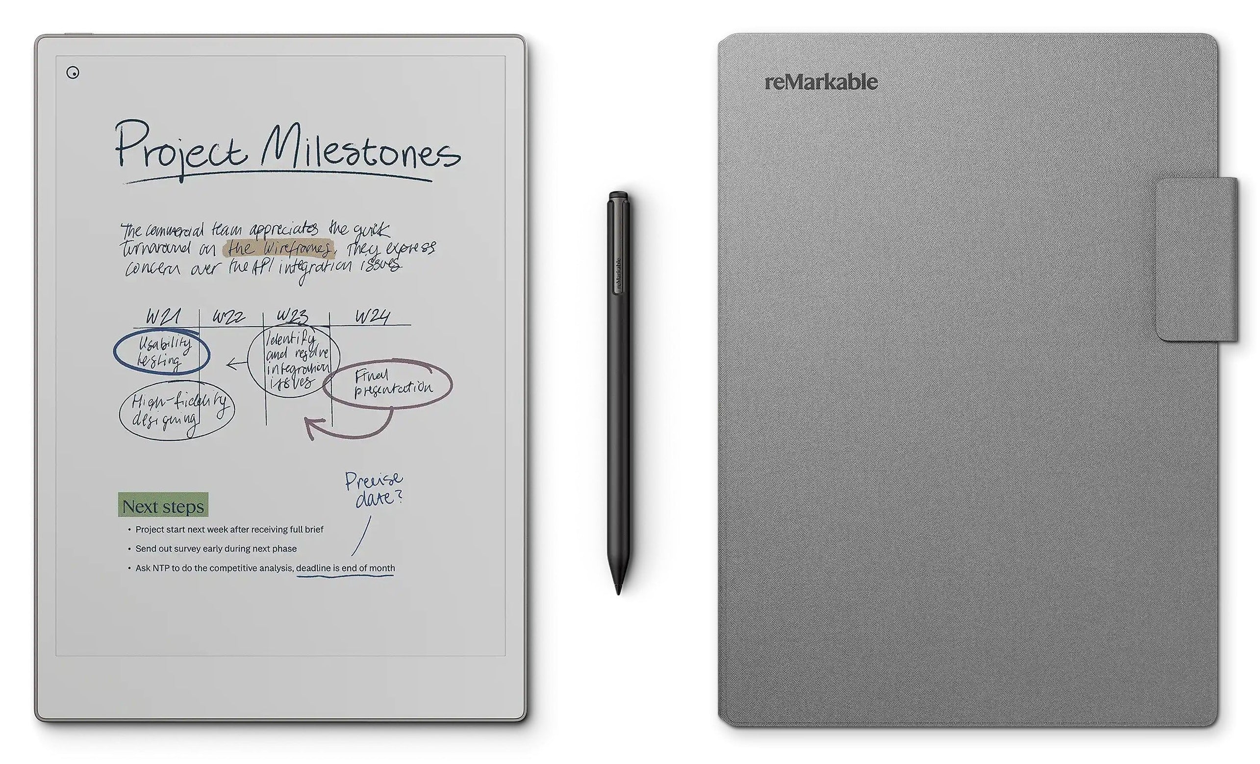 Remarkable Paper Pro Bundle, Includes 11.8" reMarkable Paper Pro Tablet, Marker Plus Pen, and a Book Folio Cover in Grey Polymer Weave - Refurbished