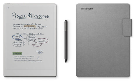 Remarkable Paper Pro Bundle, Includes 11.8" reMarkable Paper Pro Tablet, Marker Plus Pen, and a Book Folio Cover in Grey Polymer Weave - Refurbished