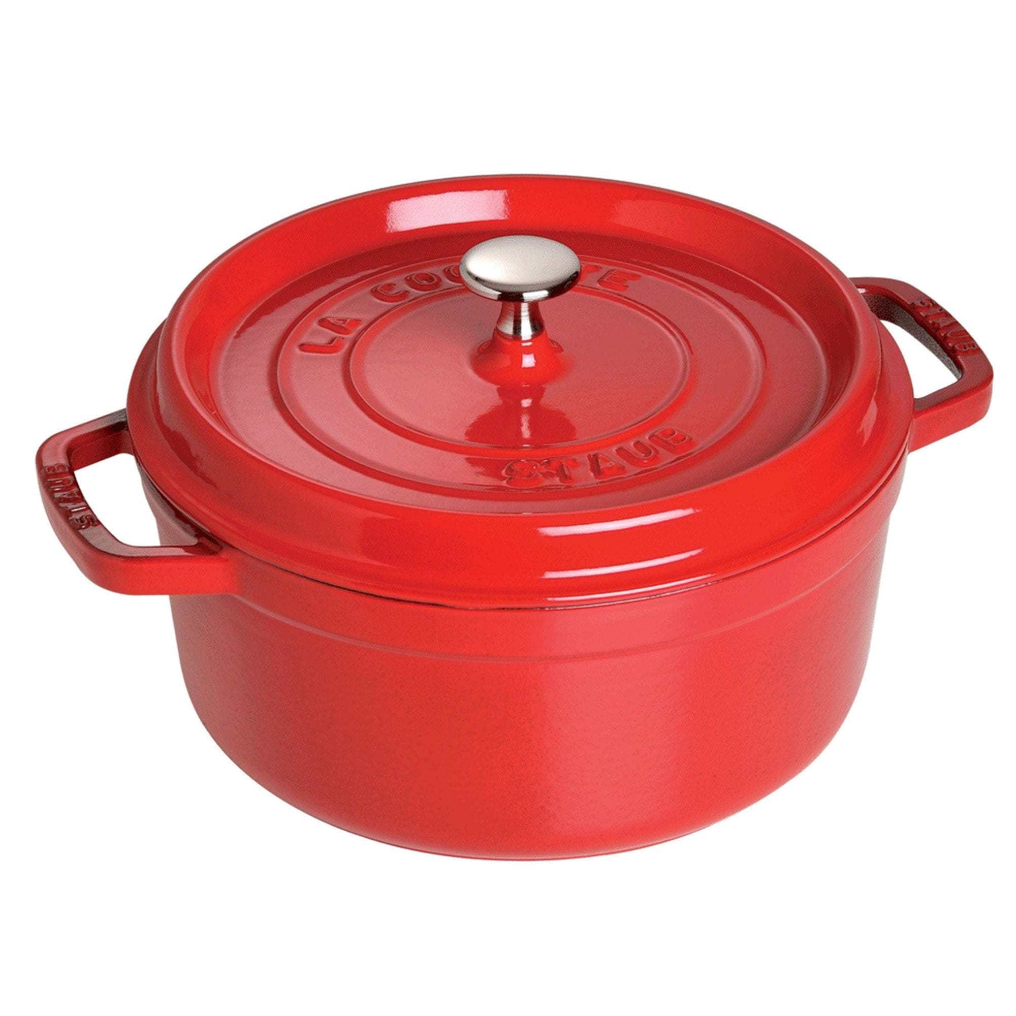 Staub Cast Iron Round Cocotte, Dutch Oven, 5.5-quart, serves 5-6, Made in France, Cherry