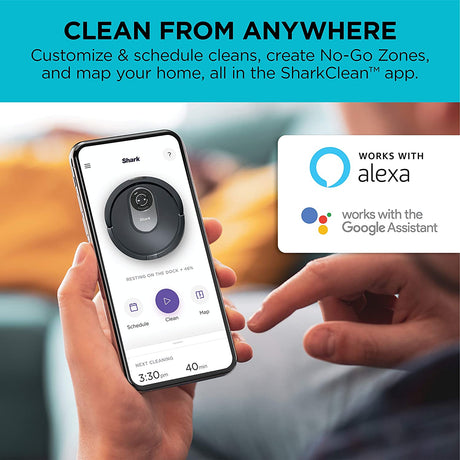 Shark Smart Mapping, Scheduling, Pet Hair Pick Up, Logical Navigation Carpet AI Robot Vacuum, Black/Silver - Open Box