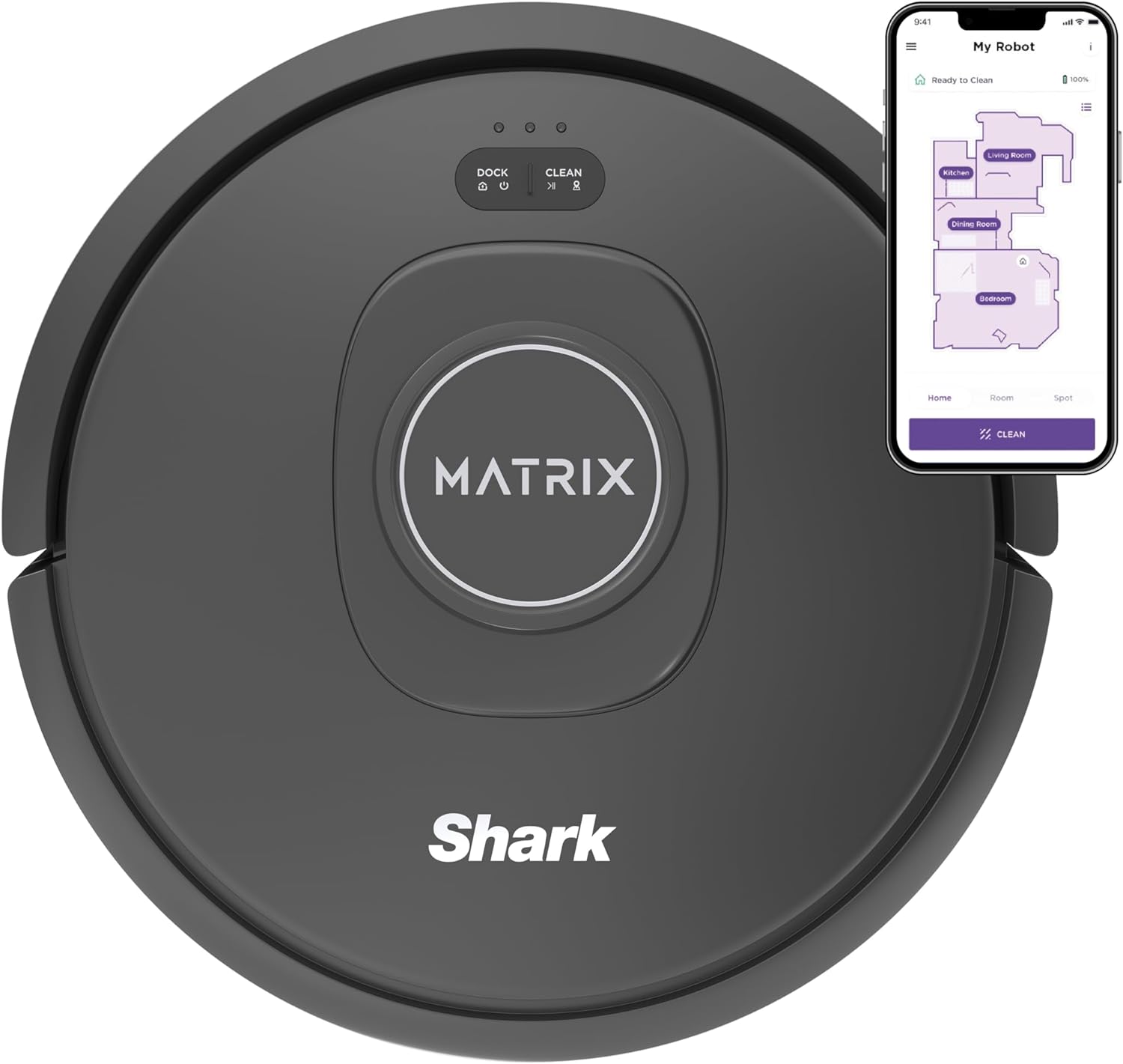 Shark R-RV2310 Matrix Robot Vacuum for Carpets and Hardfloors with Self-Cleaning Brushroll and Precision Mapping - Certified Refurbished
