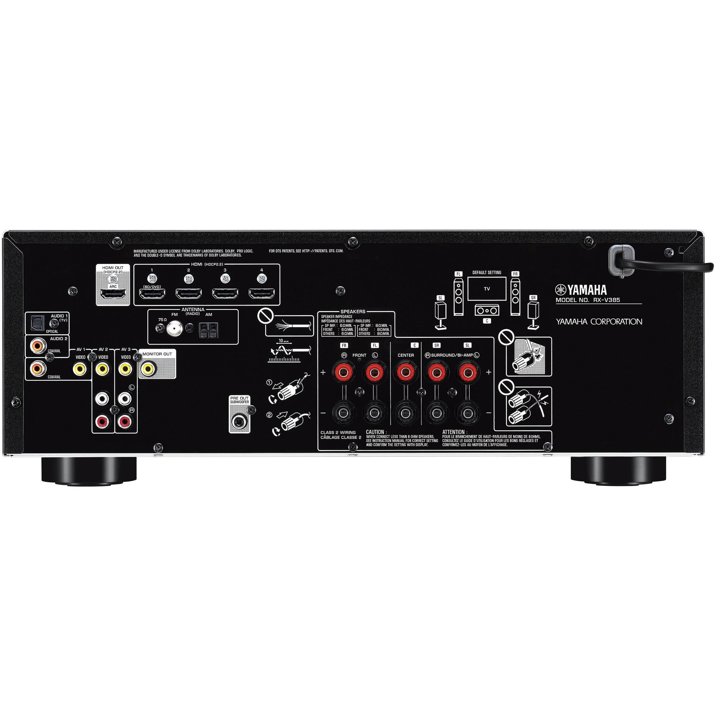 Yamaha RXV385-RB 5.1-Ch. 70 Watt AV Receiver - Certified Refurbished