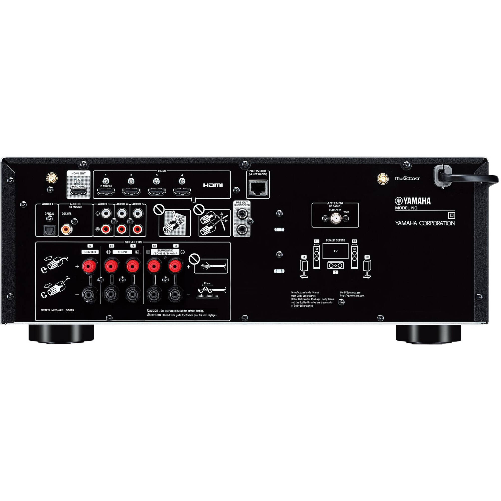Yamaha RXV4ABL-RB 5.2-Ch. 80 Watt AV Receiver - Certified Refurbished