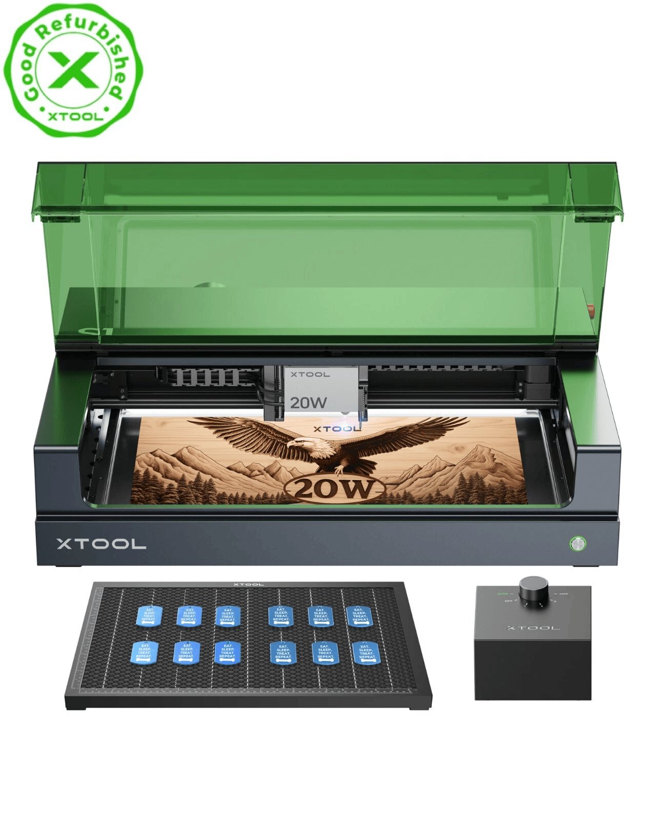 xTool S1 20W Laser Engraver Enclosed Diode Laser Engraving Cutter, Dark Green - Certified Refurbished