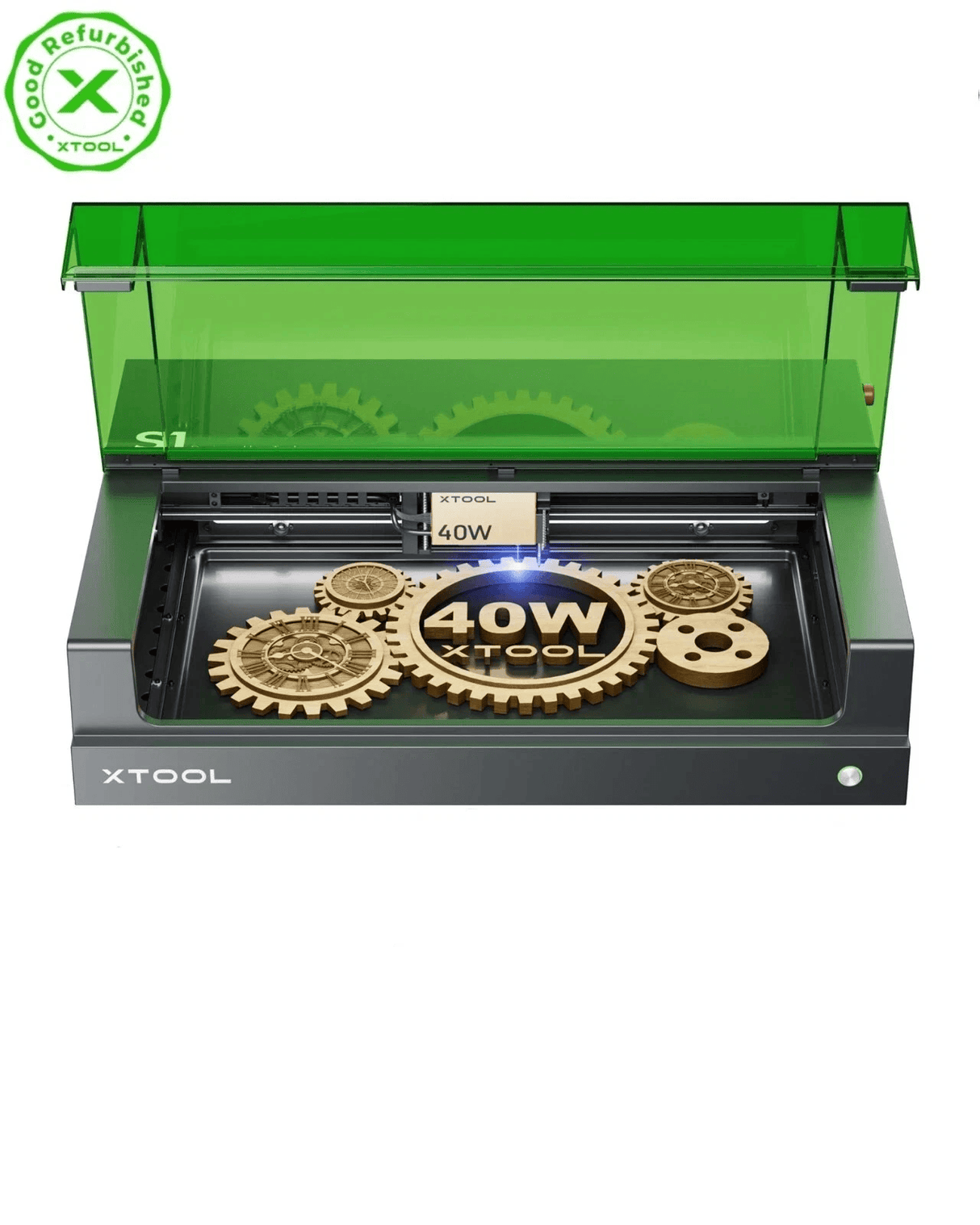 xTool S1 40W Laser Engraver Enclosed Diode Laser Engraving Cutter, Dark Green - Certified Refurbished